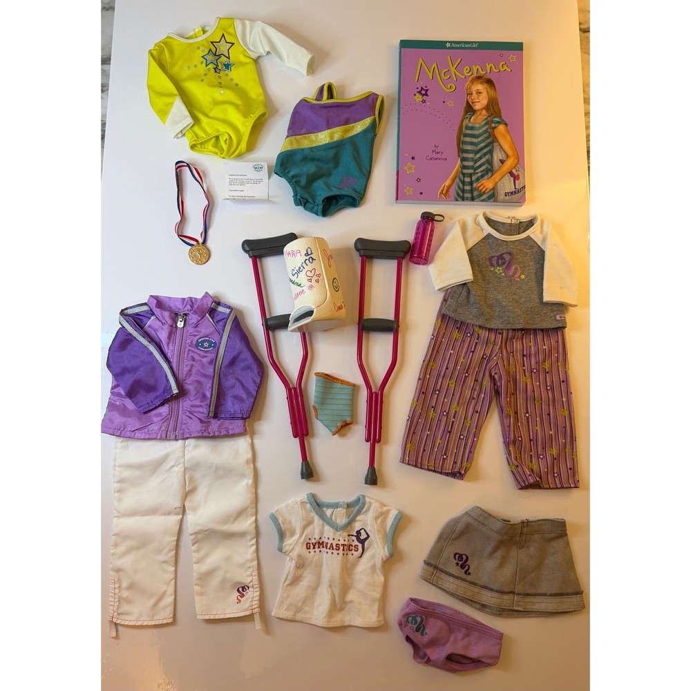 American Girl McKenna Brooks Gymnastics Clothes Lot Crutches 2012 GOTY Retired